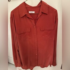 Equipment Signature Silk Shirt, Blouse Pockets Orange, Rust